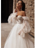 Off Shoulder Ivory Lace Tulle Dreamy Wedding Dress